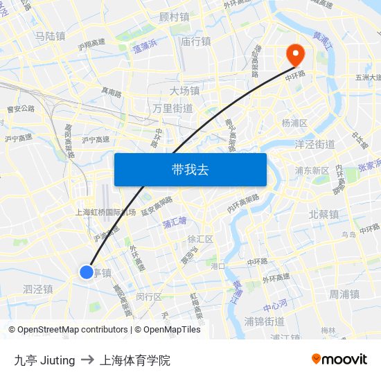 九亭 Jiuting to 上海体育学院 map