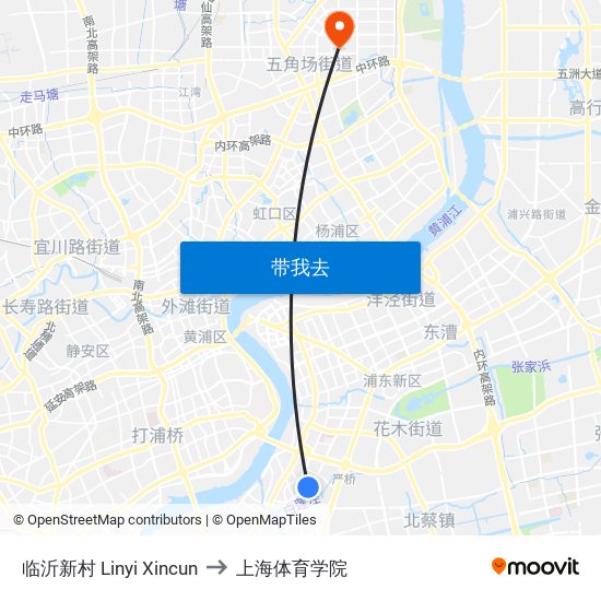 临沂新村 Linyi Xincun to 上海体育学院 map