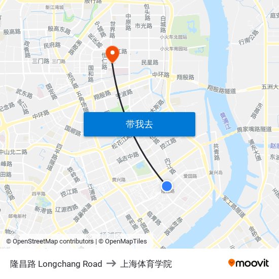 隆昌路 Longchang Road to 上海体育学院 map
