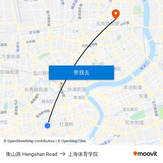 衡山路 Hengshan Road to 上海体育学院 map