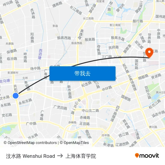 汶水路 Wenshui Road to 上海体育学院 map