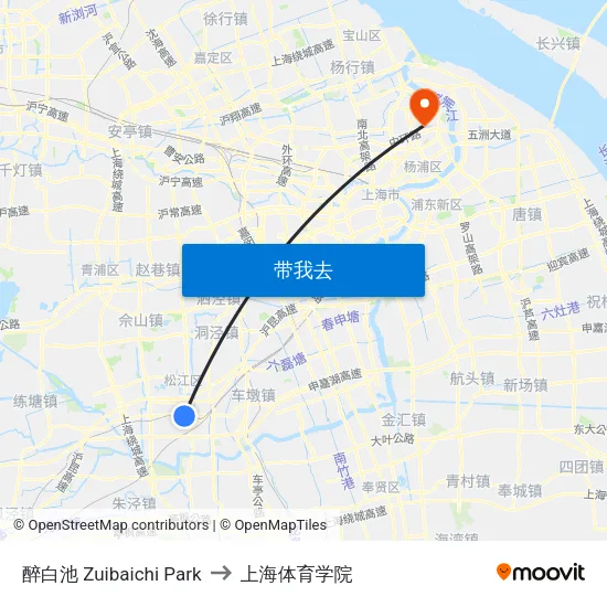 醉白池 Zuibaichi Park to 上海体育学院 map