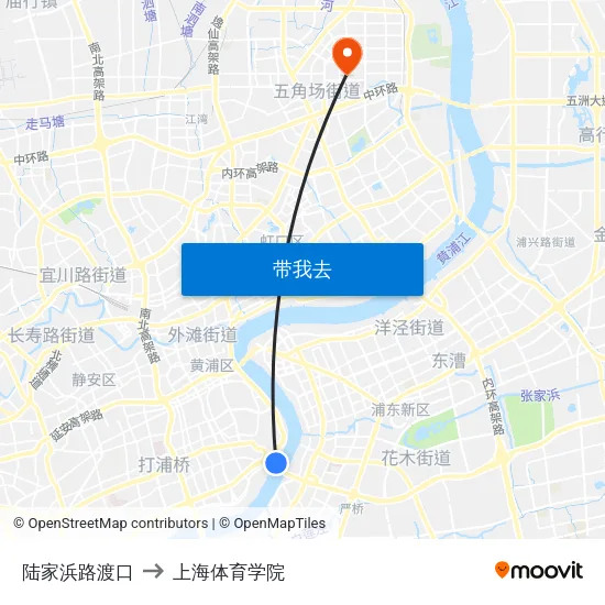 陆家浜路渡口 to 上海体育学院 map