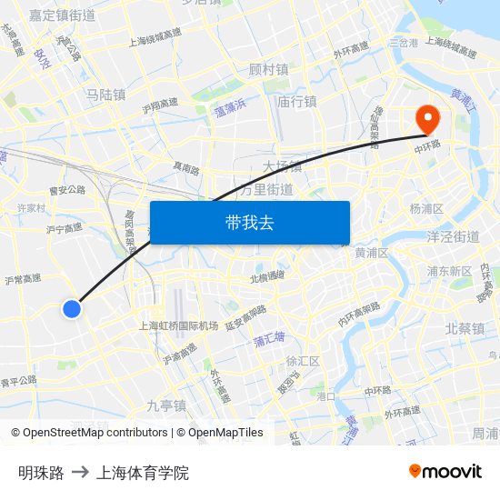 明珠路 to 上海体育学院 map