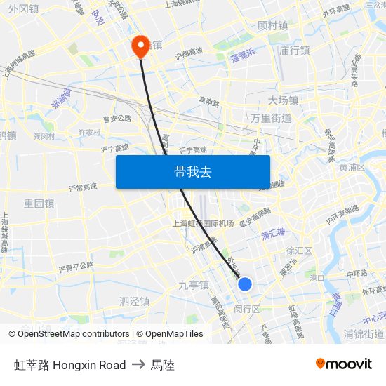 虹莘路 Hongxin Road to 馬陸 map
