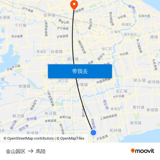 金山园区 to 馬陸 map