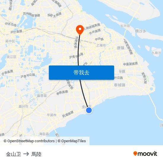 金山卫 to 馬陸 map