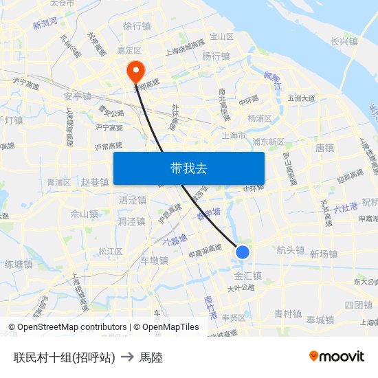 联民村十组(招呼站) to 馬陸 map