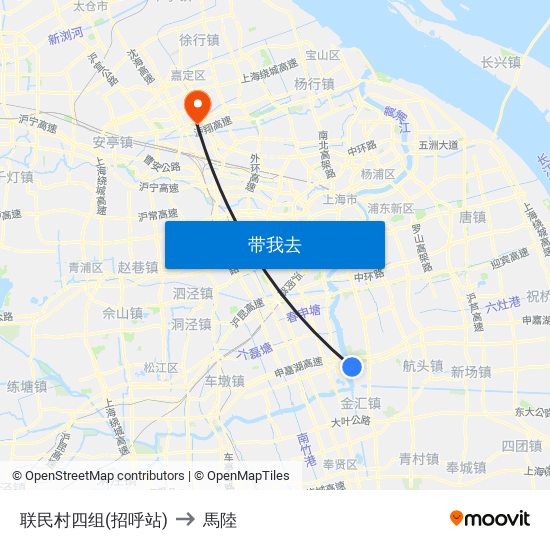 联民村四组(招呼站) to 馬陸 map