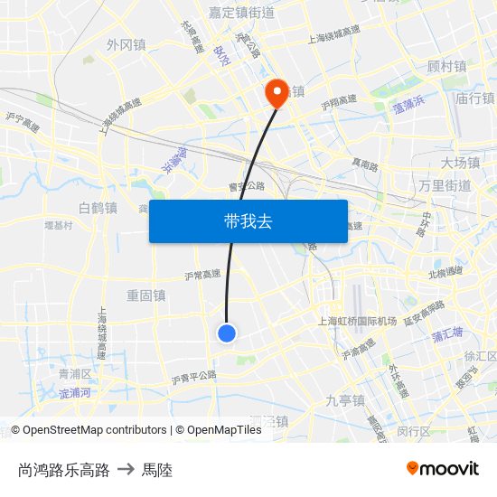 尚鸿路乐高路 to 馬陸 map