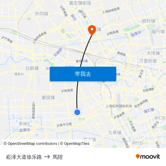 崧泽大道徐乐路 to 馬陸 map