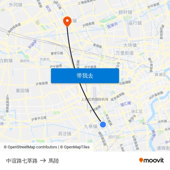 中谊路七莘路 to 馬陸 map