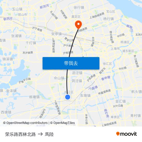 荣乐路西林北路 to 馬陸 map