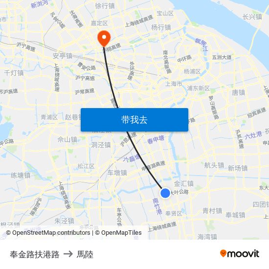 奉金路扶港路 to 馬陸 map