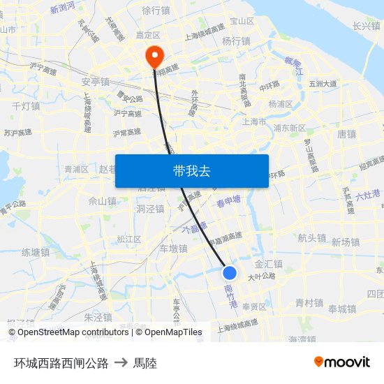 环城西路西闸公路 to 馬陸 map