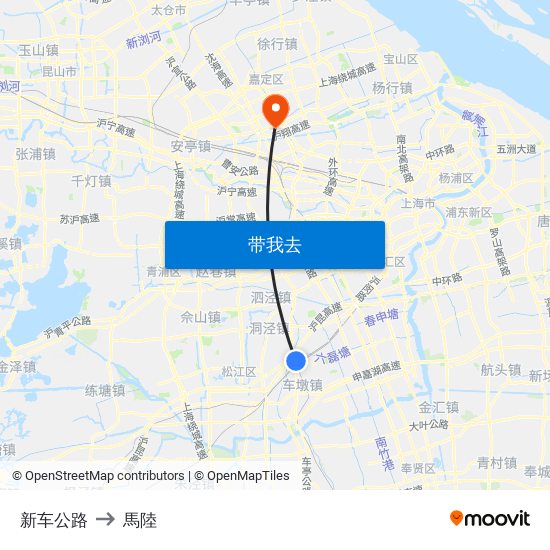 新车公路 to 馬陸 map