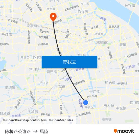 陈桥路公谊路 to 馬陸 map