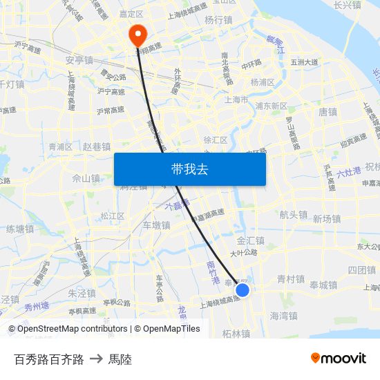 百秀路百齐路 to 馬陸 map