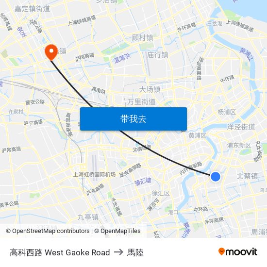 高科西路 West Gaoke Road to 馬陸 map