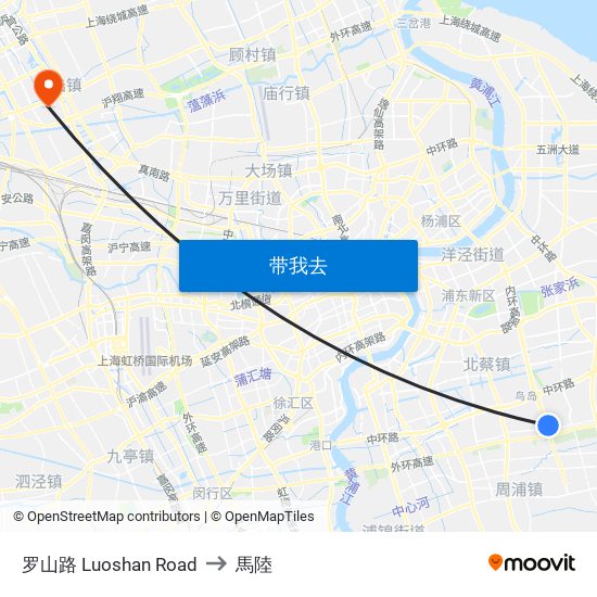罗山路 Luoshan Road to 馬陸 map