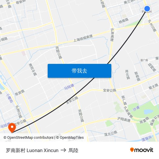 罗南新村 Luonan Xincun to 馬陸 map