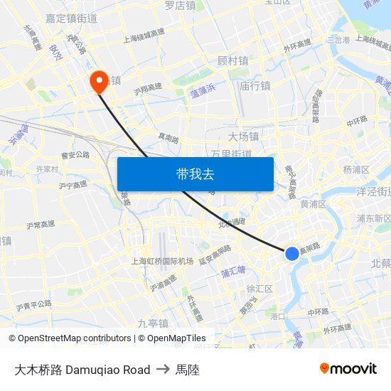 大木桥路 Damuqiao Road to 馬陸 map