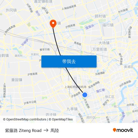 紫藤路 Ziteng Road to 馬陸 map
