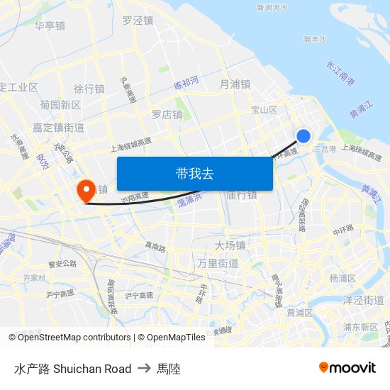 水产路 Shuichan Road to 馬陸 map