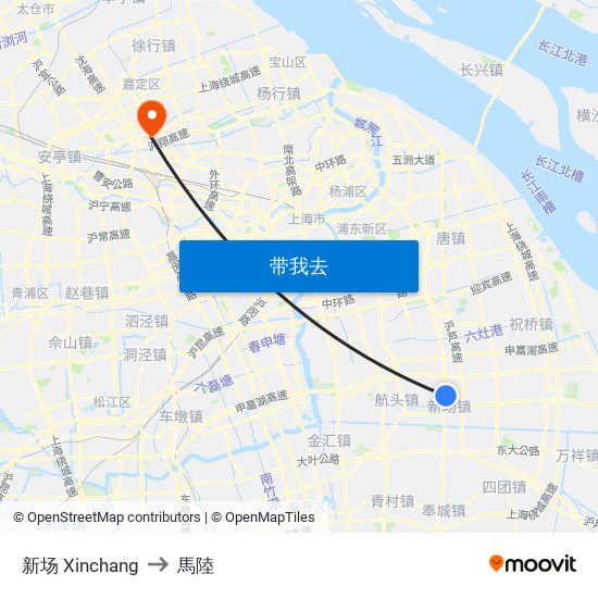 新场 Xinchang to 馬陸 map