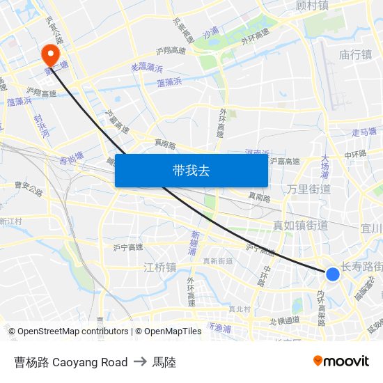 曹杨路 Caoyang Road to 馬陸 map