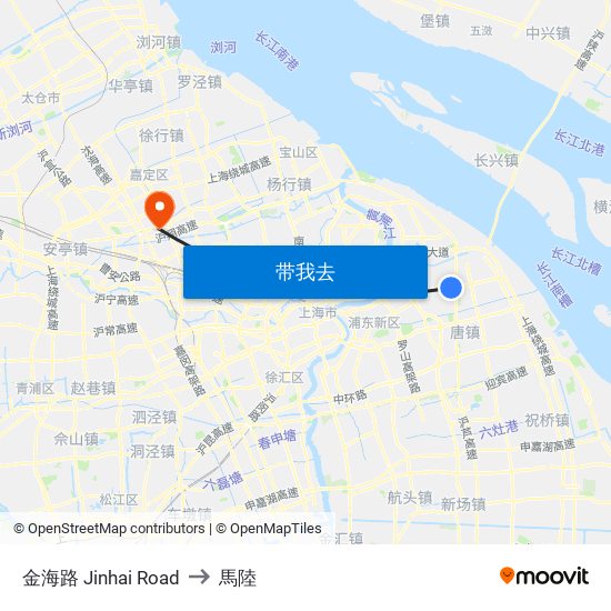金海路 Jinhai Road to 馬陸 map