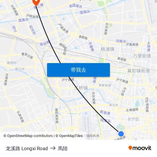 龙溪路 Longxi Road to 馬陸 map