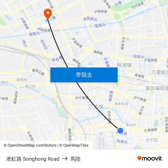 淞虹路 Songhong Road to 馬陸 map