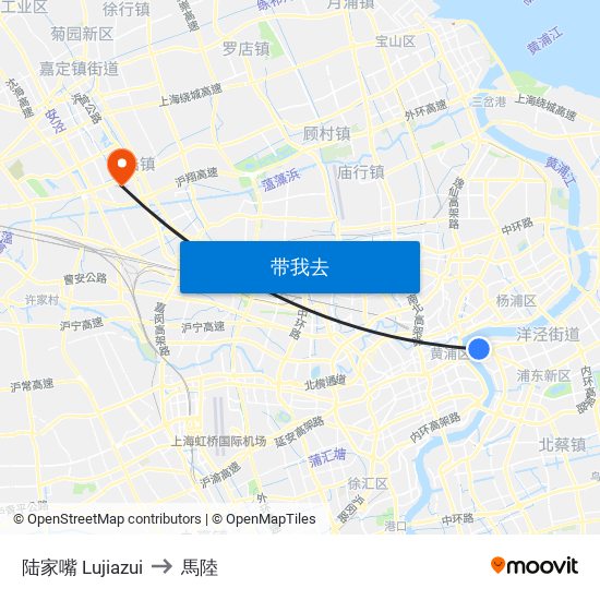 陆家嘴 Lujiazui to 馬陸 map