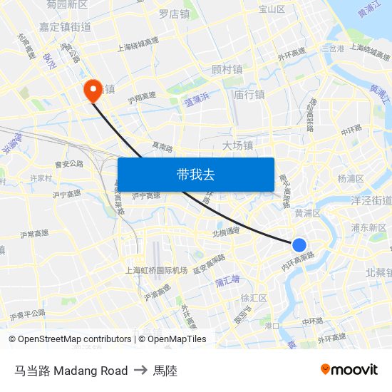 马当路 Madang Road to 馬陸 map