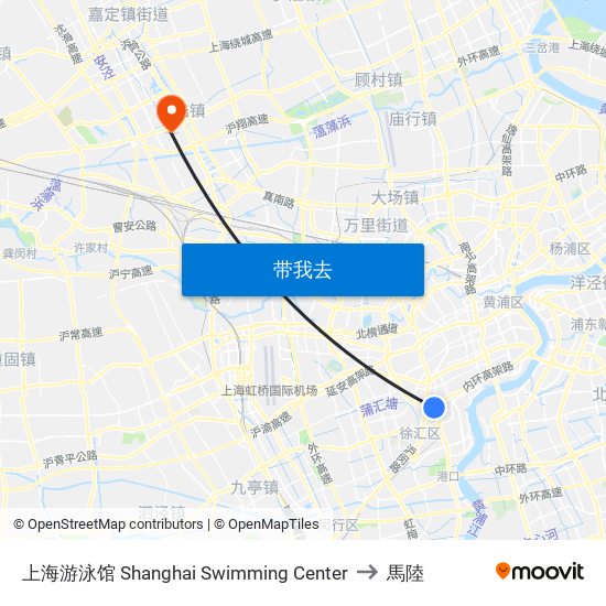 上海游泳馆 Shanghai Swimming Center to 馬陸 map