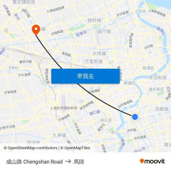 成山路 Chengshan Road to 馬陸 map