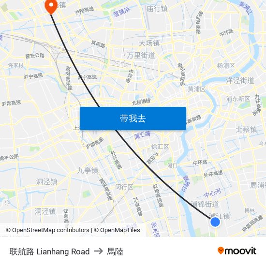 联航路 Lianhang Road to 馬陸 map