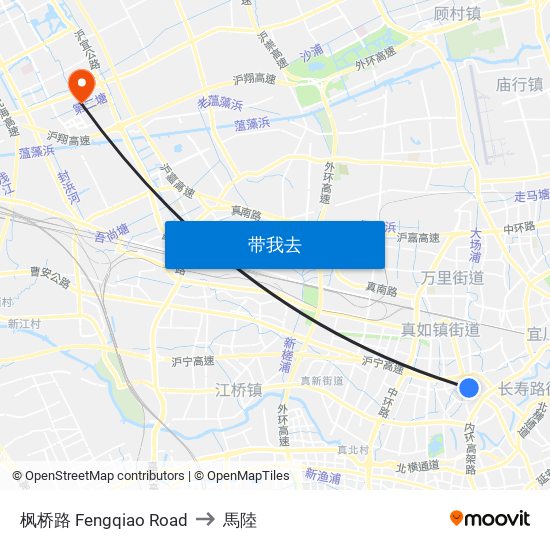枫桥路 Fengqiao Road to 馬陸 map
