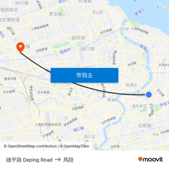 德平路 Deping Road to 馬陸 map