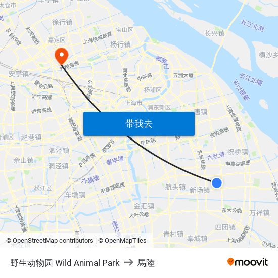 野生动物园 Wild Animal Park to 馬陸 map