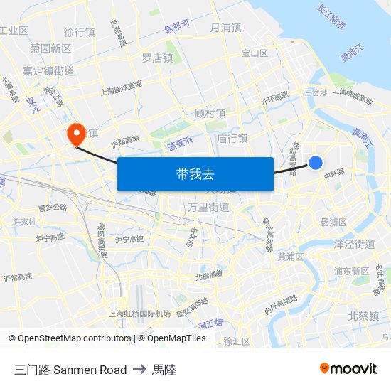 三门路 Sanmen Road to 馬陸 map