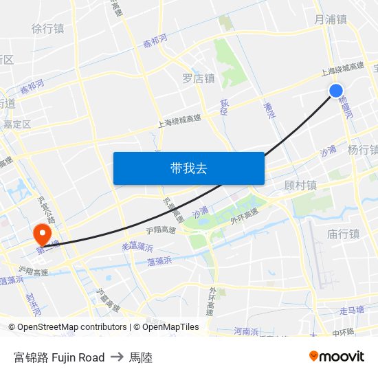 富锦路 Fujin Road to 馬陸 map
