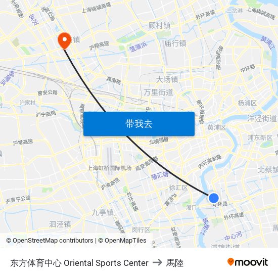 东方体育中心 Oriental Sports Center to 馬陸 map