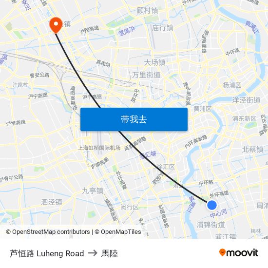 芦恒路 Luheng Road to 馬陸 map