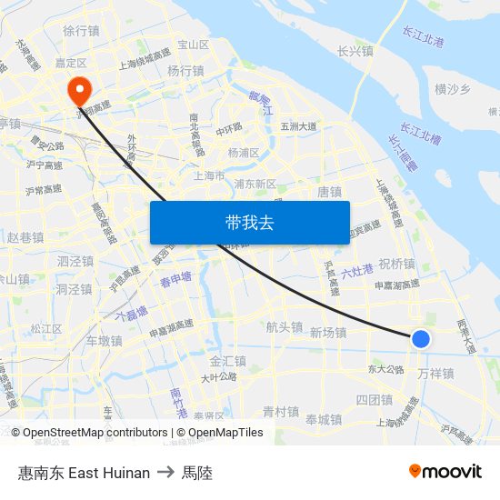 惠南东 East Huinan to 馬陸 map