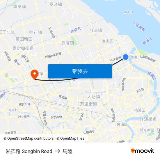 淞滨路 Songbin Road to 馬陸 map