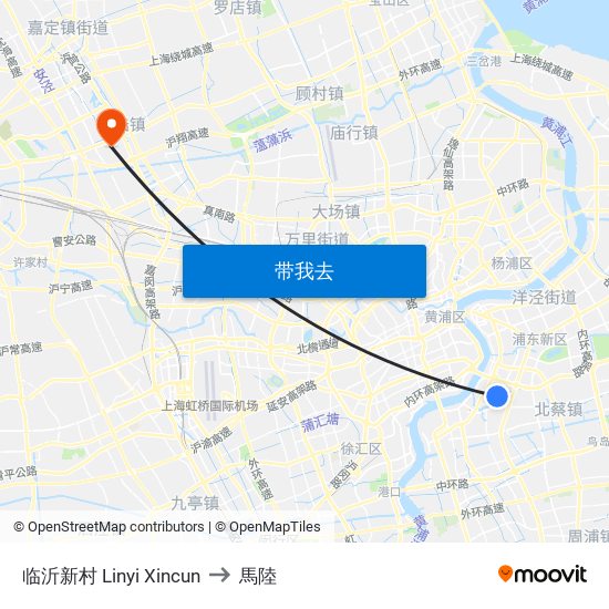 临沂新村 Linyi Xincun to 馬陸 map