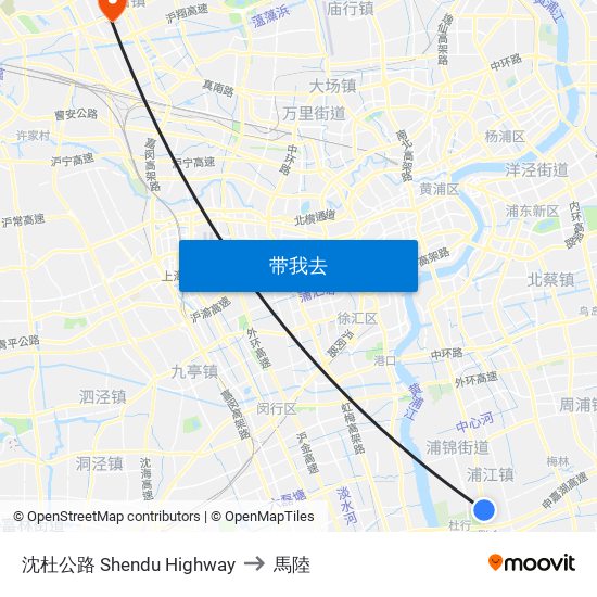 沈杜公路 Shendu Highway to 馬陸 map