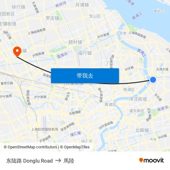 东陆路 Donglu Road to 馬陸 map